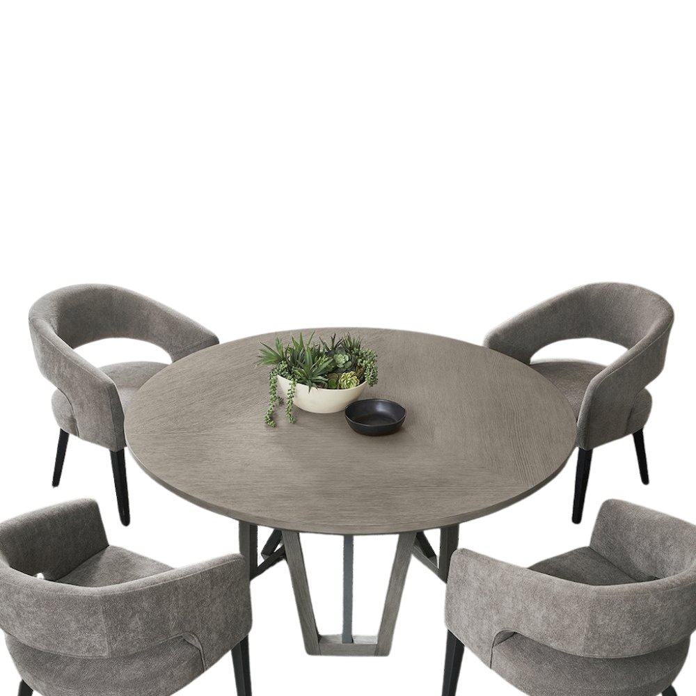 Gray Round Pedestal Dining Table, 60 Inch Rustic Round Dining Table. Picture 4