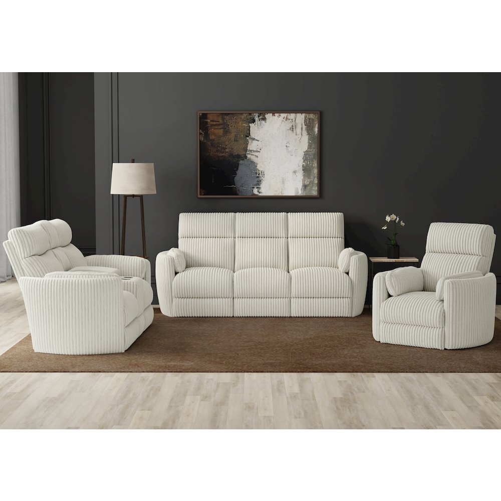 Radius - Mega Ivory Swivel Power Glider Recliner. Picture 14