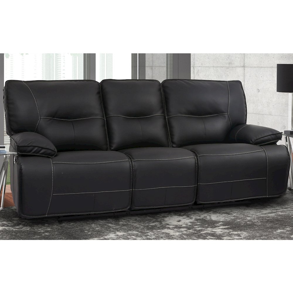 Spartacus - Black Power Reclining Sofa Loveseat and Recliner. Picture 10