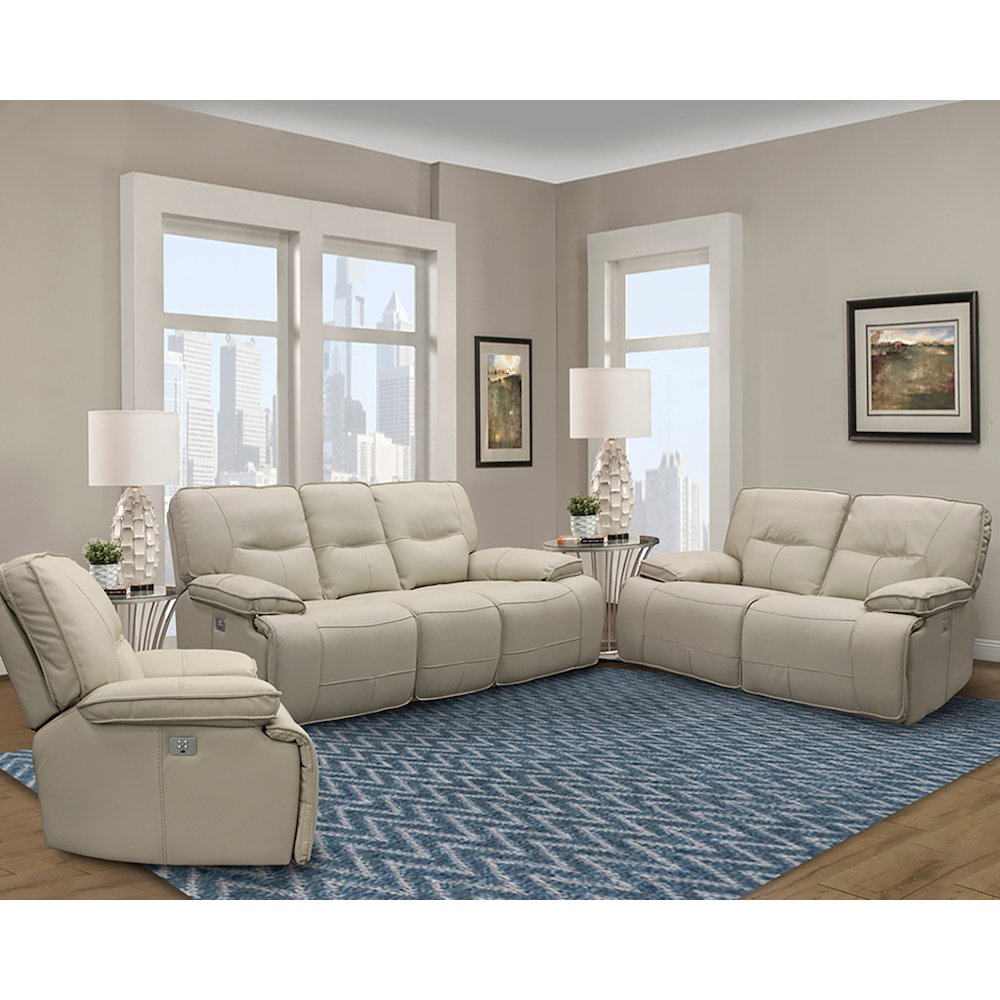 Spartacus - Oyster Power Reclining Sofa Loveseat and Recliner. Picture 7