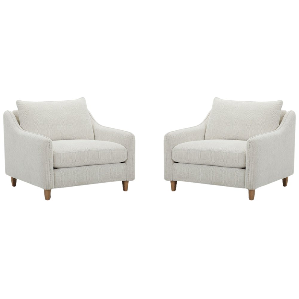 White Accent Chairs Set of 2, Armchair Style Living Room Side Chairs. Picture 1