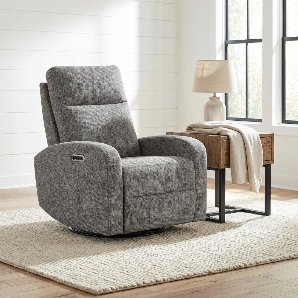 Thriller - Natural Beauty Grey Power Swivel Glider Recliner Two Pack. Picture 2