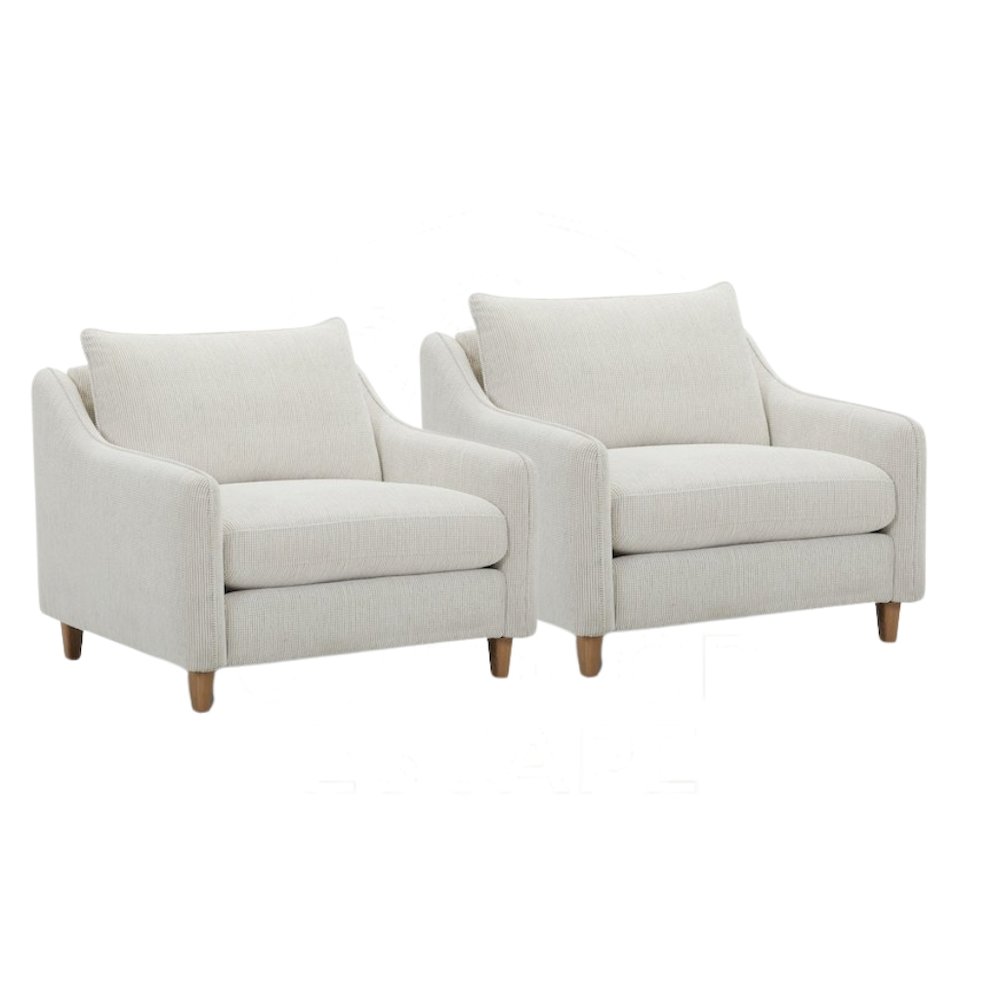 White Accent Chairs Set of 2, Armchair Style Living Room Side Chairs. Picture 4