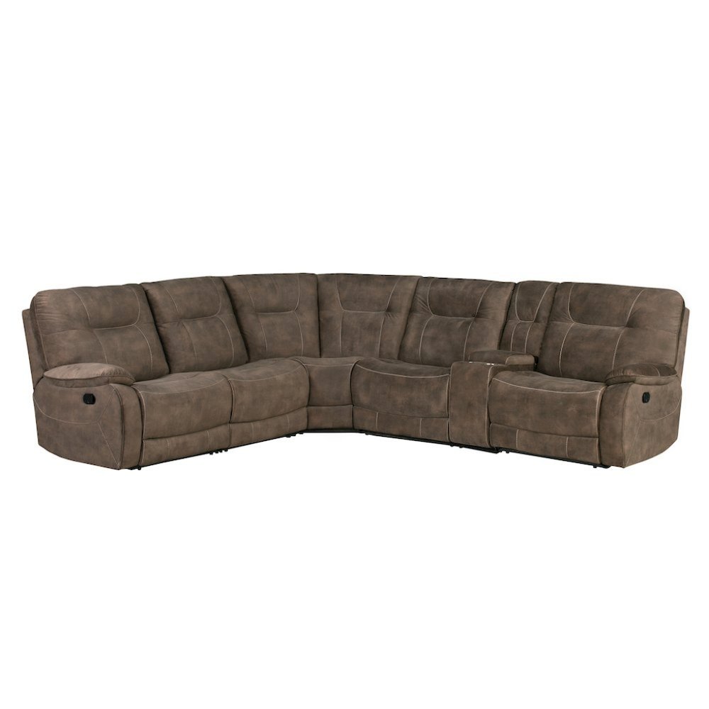 Brown Reclining Sectional Couch With Recliner for Living Room Comfort. Picture 1
