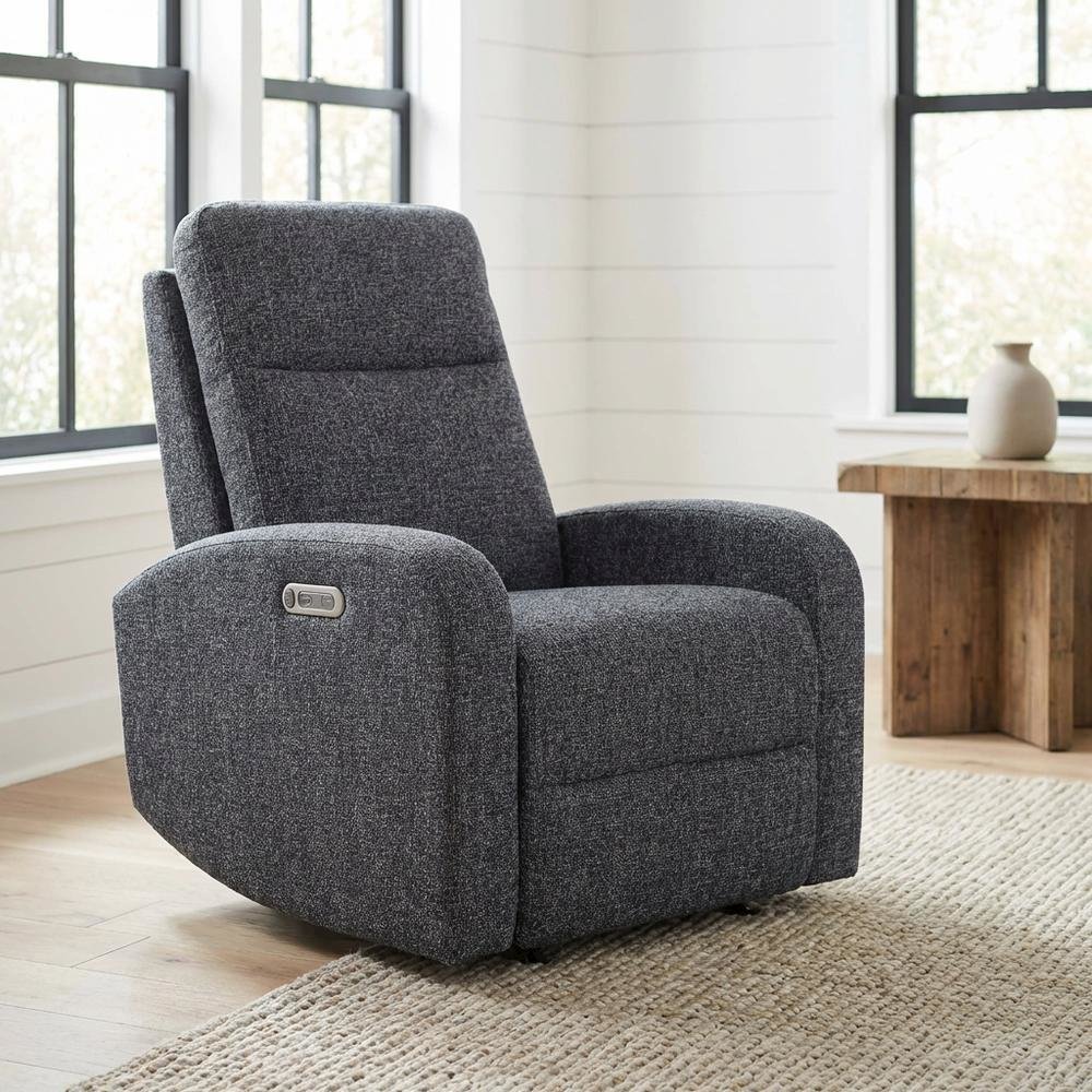 Thriller - Natural Beauty Denim Power Swivel Glider Recliner. Picture 8