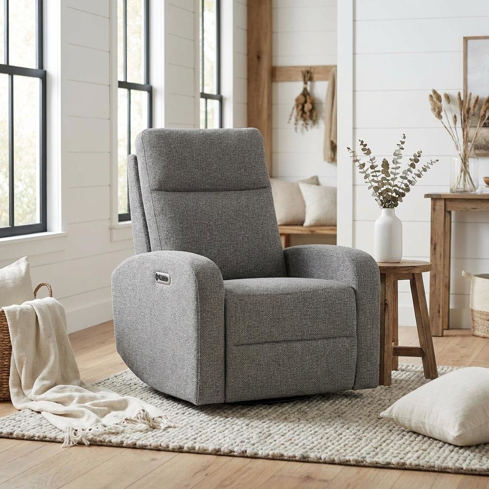 Thriller - Natural Beauty Grey Power Swivel Glider Recliner. Picture 2