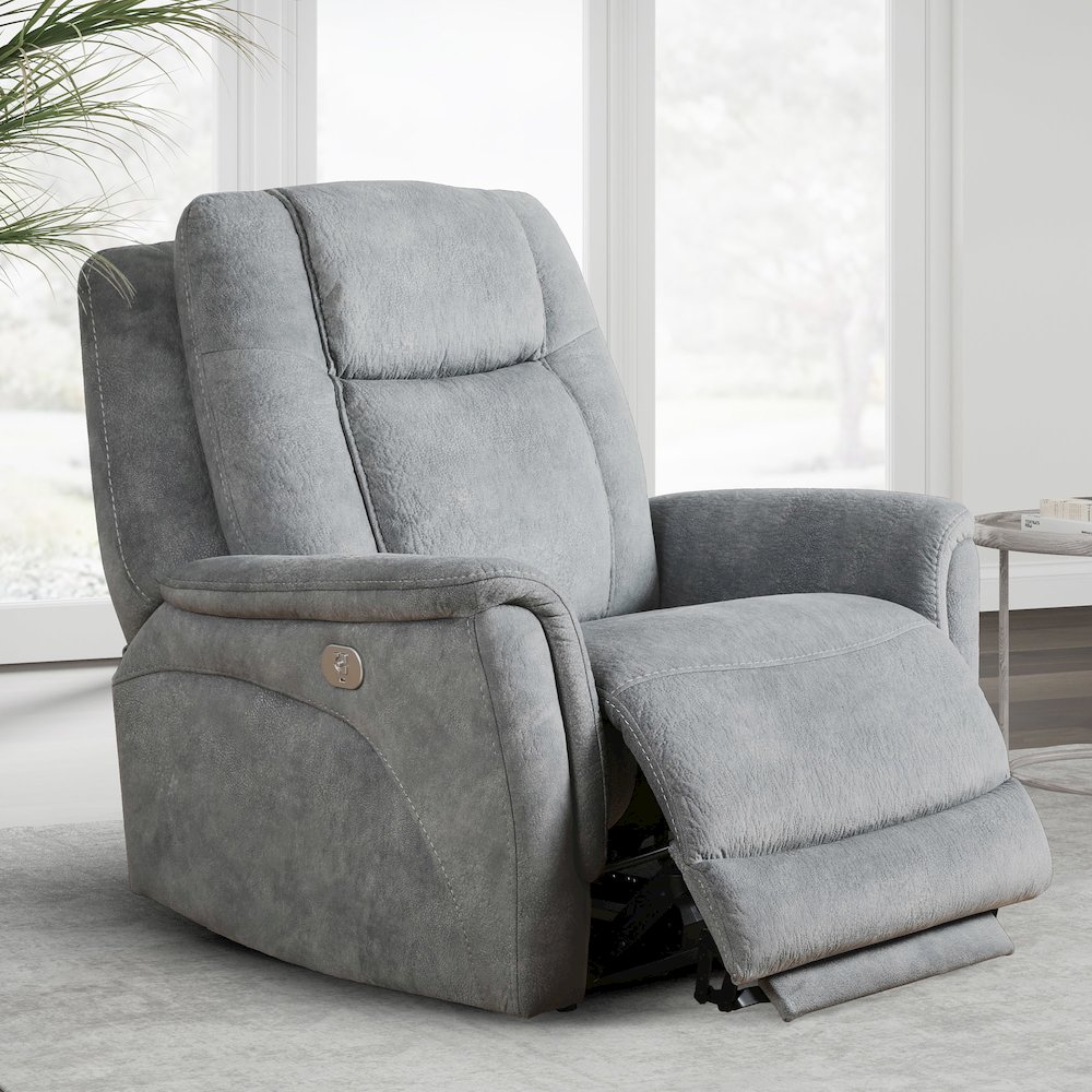 Linus - Hudson Grey Power Reclining Sofa Loveseat and Recliner. Picture 21