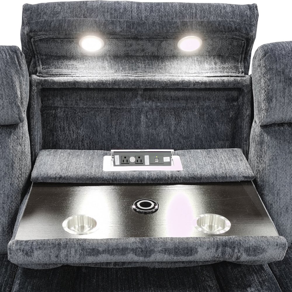 Dalton - Lucky Charcoal Power Reclining Sofa and Loveseat. Picture 13