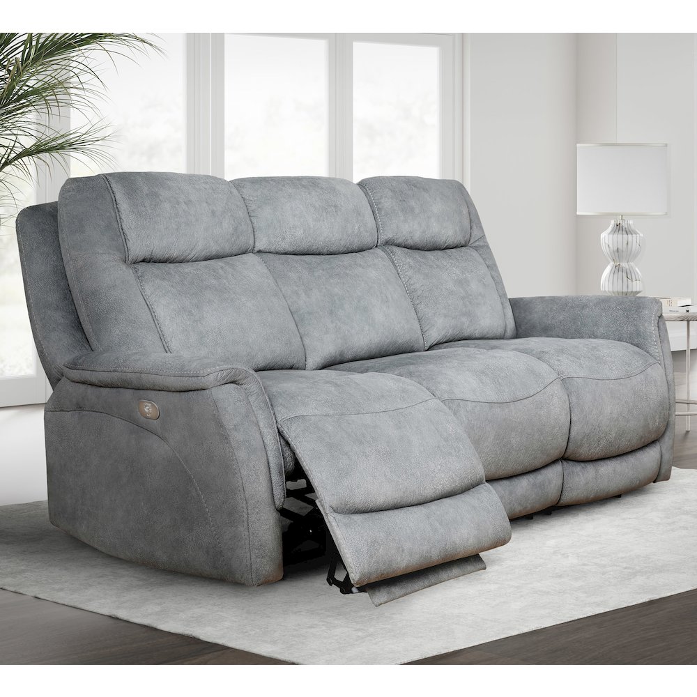 Linus - Hudson Grey Power Reclining Sofa and Loveseat. Picture 13