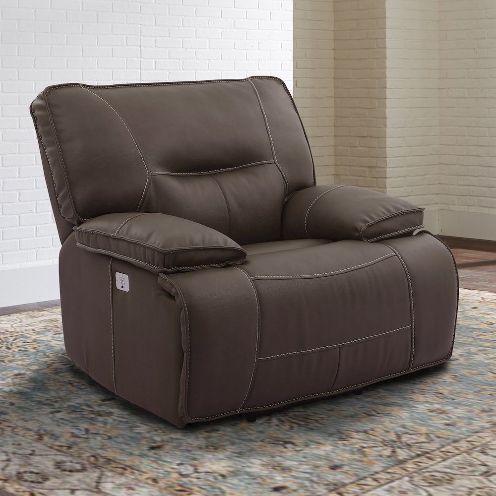 Spartacus - Chocolate Power Reclining Sofa Loveseat and Recliner. Picture 10