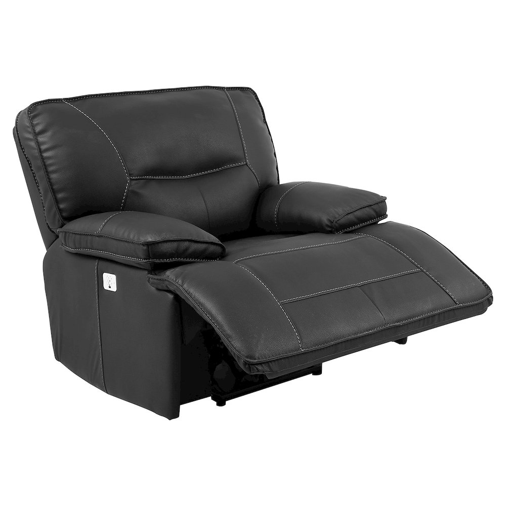 Spartacus - Black Power Reclining Sofa Loveseat and Recliner. Picture 5