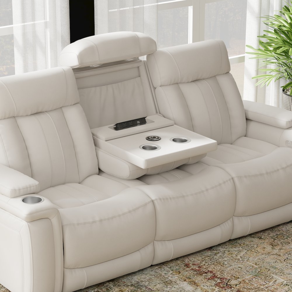 Royce - Fantom Ivory Power Reclining Sofa and Loveseat. Picture 12