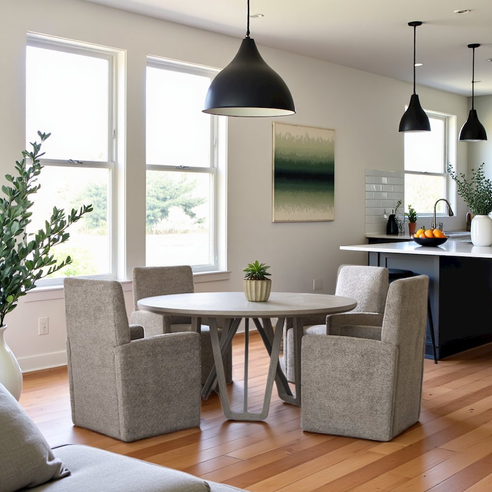 Gray Round Pedestal Dining Table, 60 Inch Rustic Round Dining Table. Picture 2