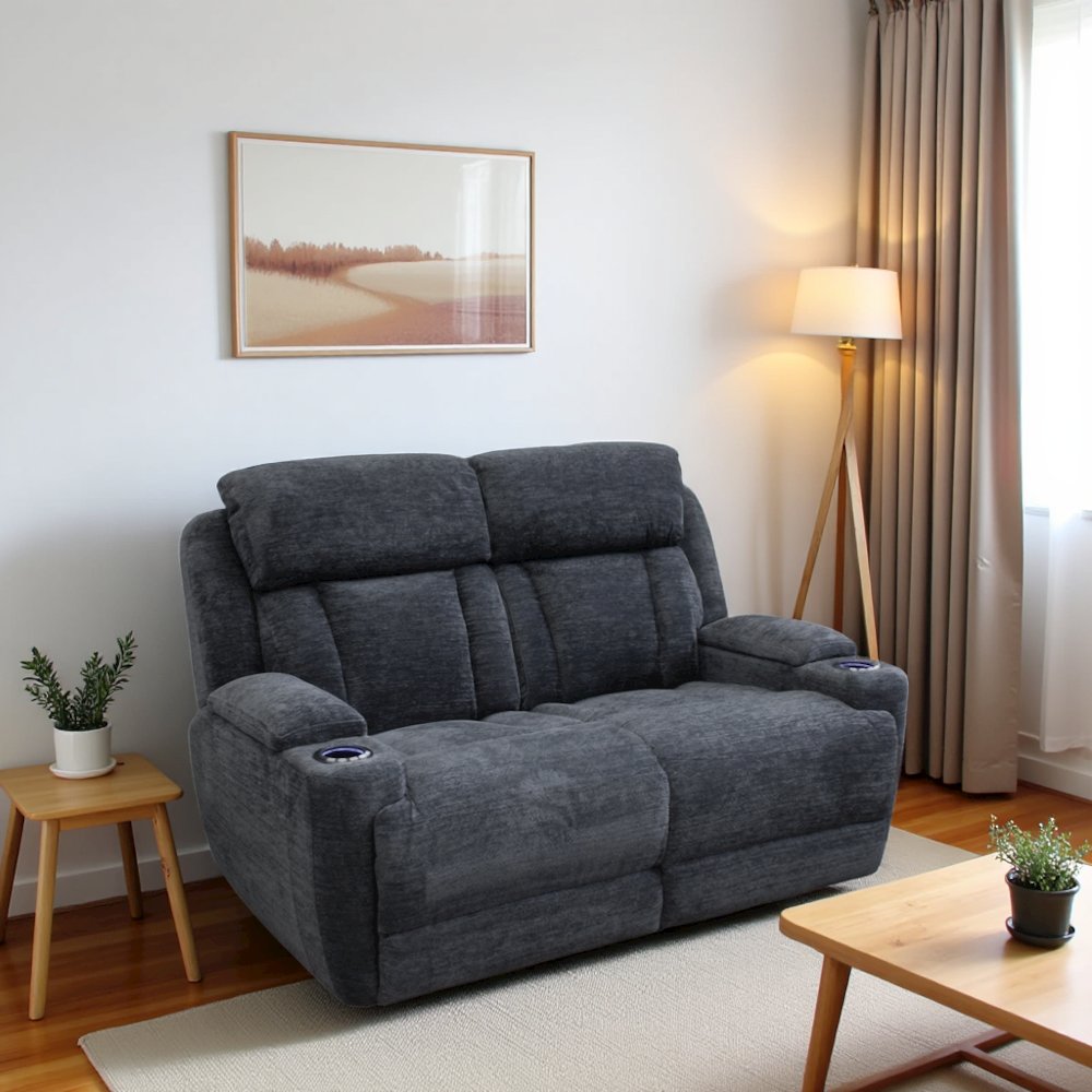 Gray Reclining Loveseat, Recliner Sofa Seating for RV and Living Room. Picture 2