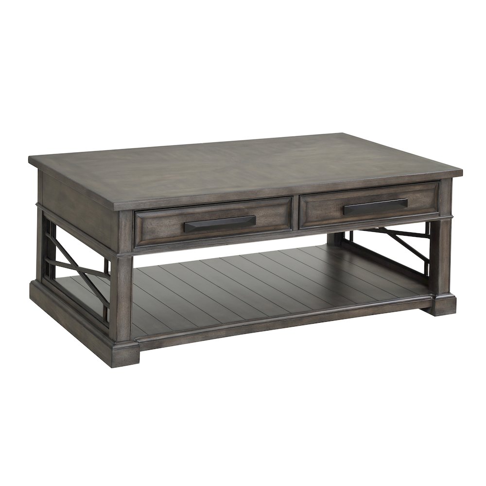 Smokey Grey Cocktail Table with 2 End Tables and Console Table with 3 Stools. Picture 2