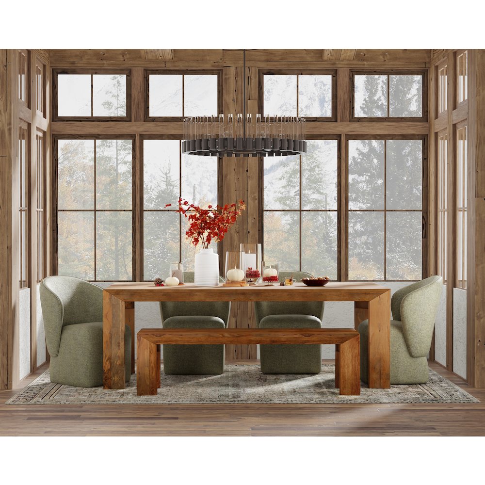 Downtown Dining 86 In. Rectangular Dining Table With 4 Upholstered Chairs. Picture 26