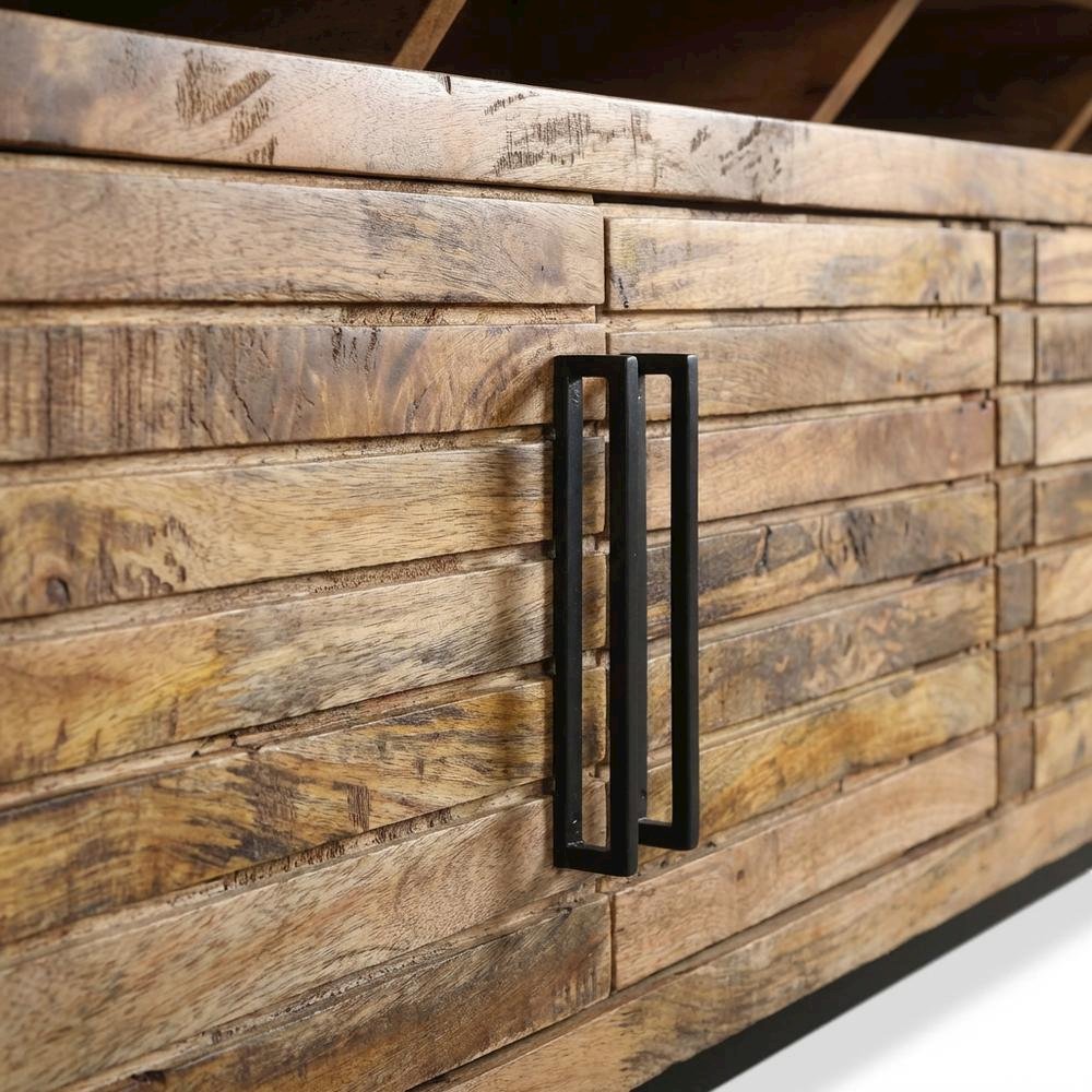 Gold Mango Wood Console, Transitional Style, Up to 98-Inch TV Compatibility. Picture 5