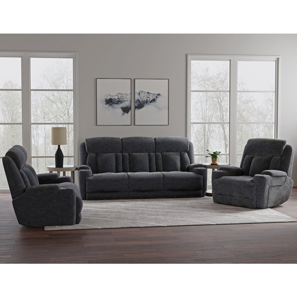 Dalton - Lucky Charcoal Power Reclining Sofa Loveseat and Recliner. Picture 11