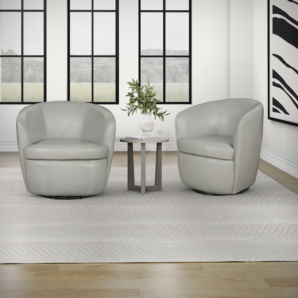 Barolo - Steamboat Ice 100% Italian Leather Swivel Club Chair Two Pack. Picture 4