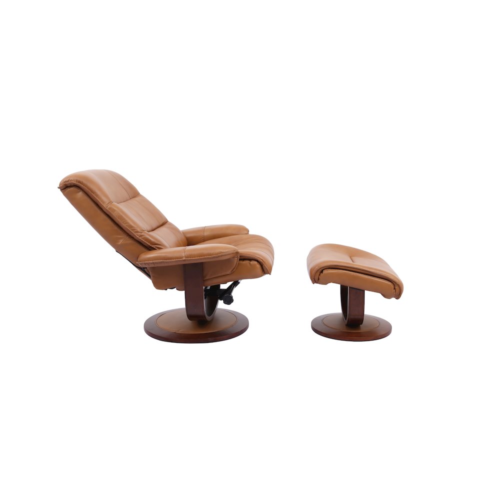 Knight - Butterscotch Manual Reclining Swivel Chair and Ottoman. Picture 3