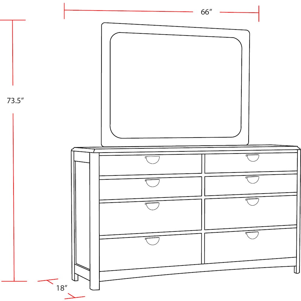 Bedroom 8 Drawer Dresser and Mirror. Picture 12