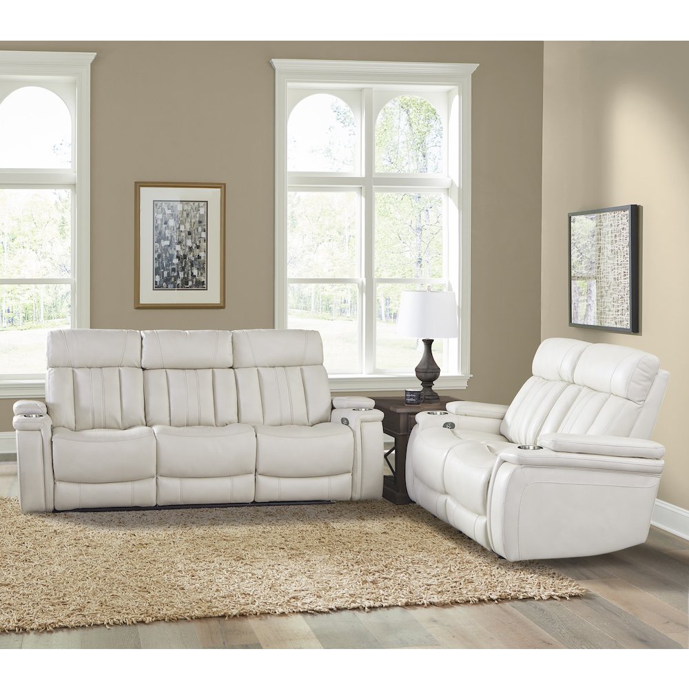 Royce - Fantom Ivory Power Reclining Sofa and Loveseat. Picture 7