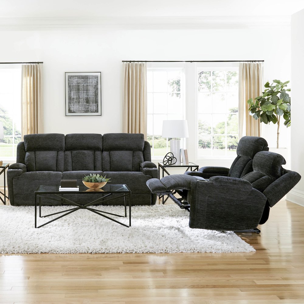 Dalton - Lucky Charcoal Power Reclining Loveseat. Picture 5