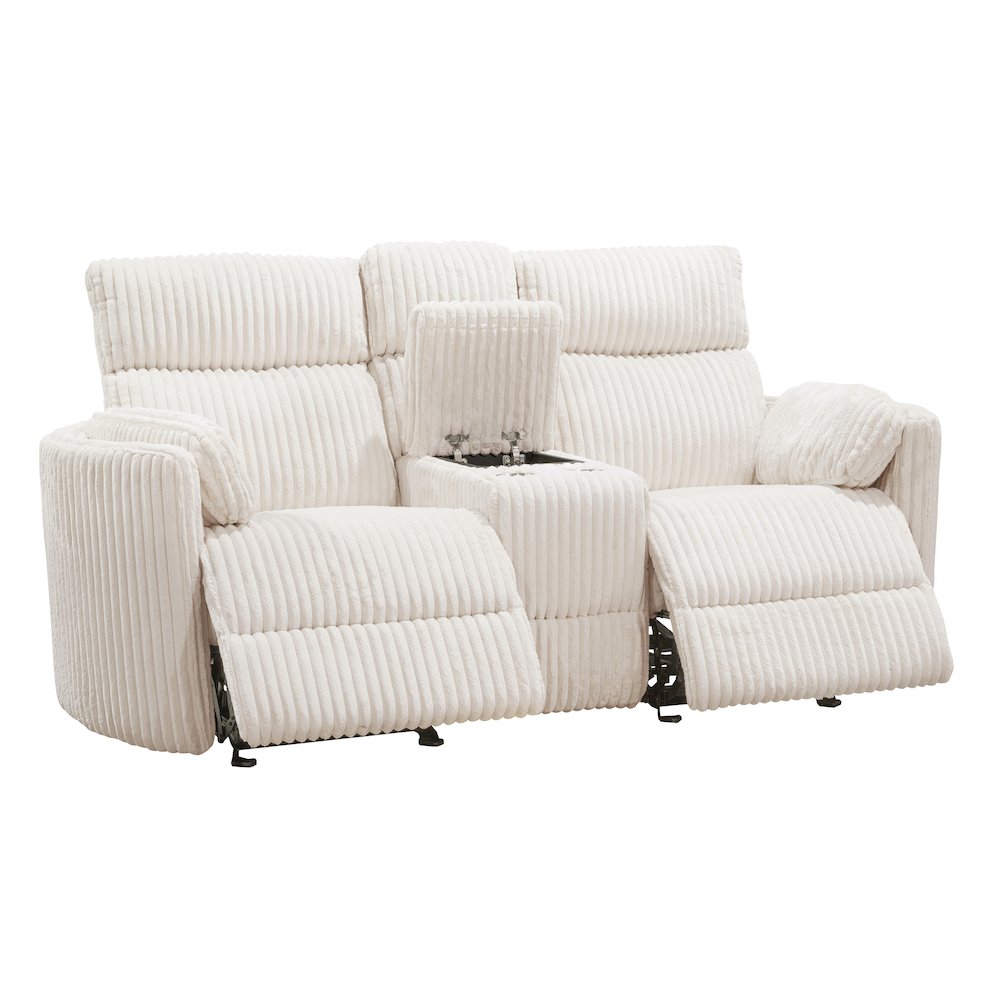 Radius - Mega Ivory Power Glider Reclining Console Loveseat. Picture 2