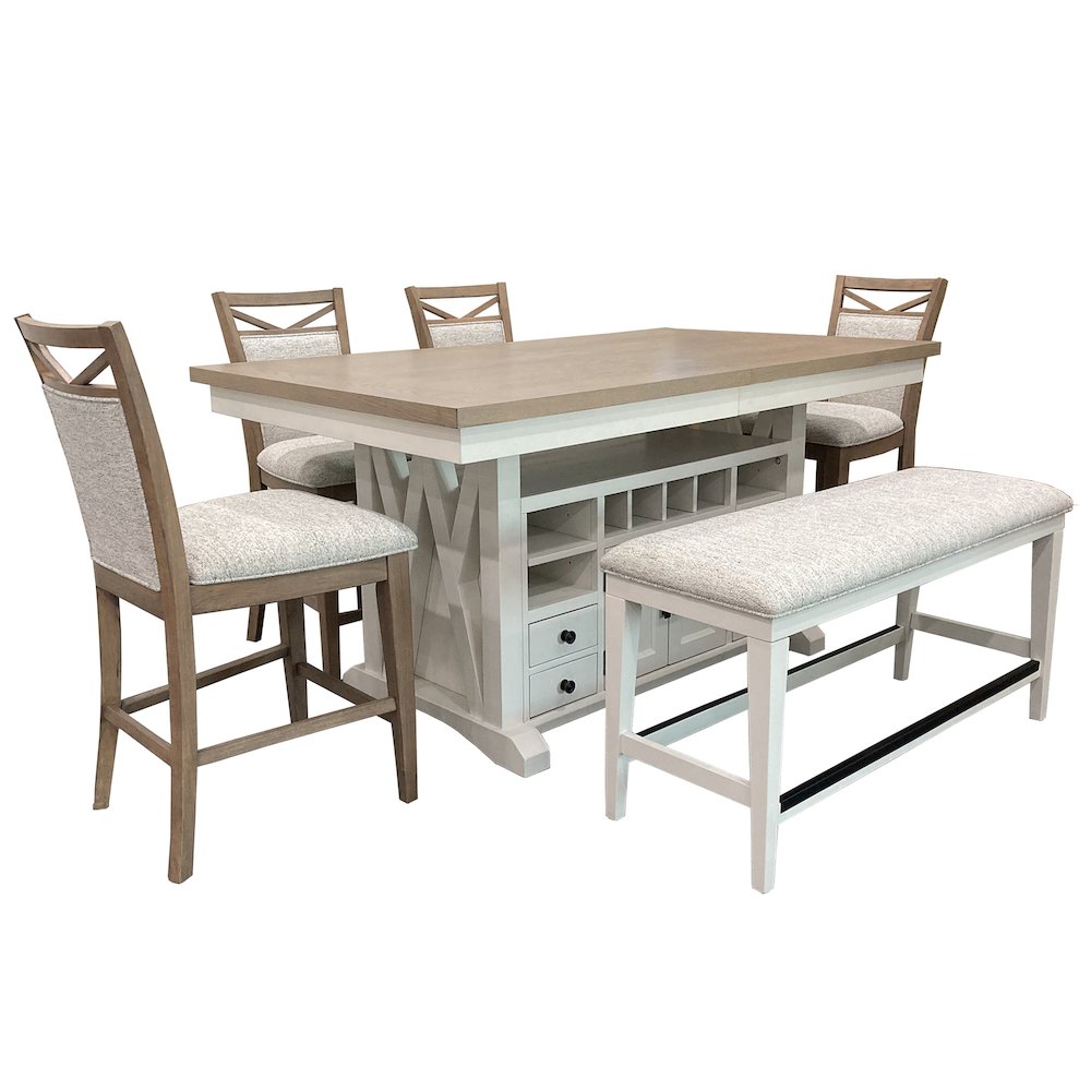 Modern Dining 72 In. Island Counter-Height Extendable Dining Table. Picture 5