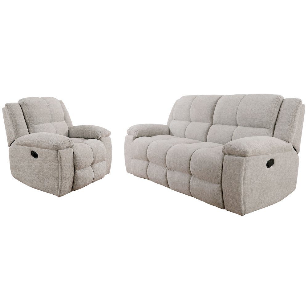 Buster - Opal Taupe Manual Reclining Sofa and Recliner. Picture 1