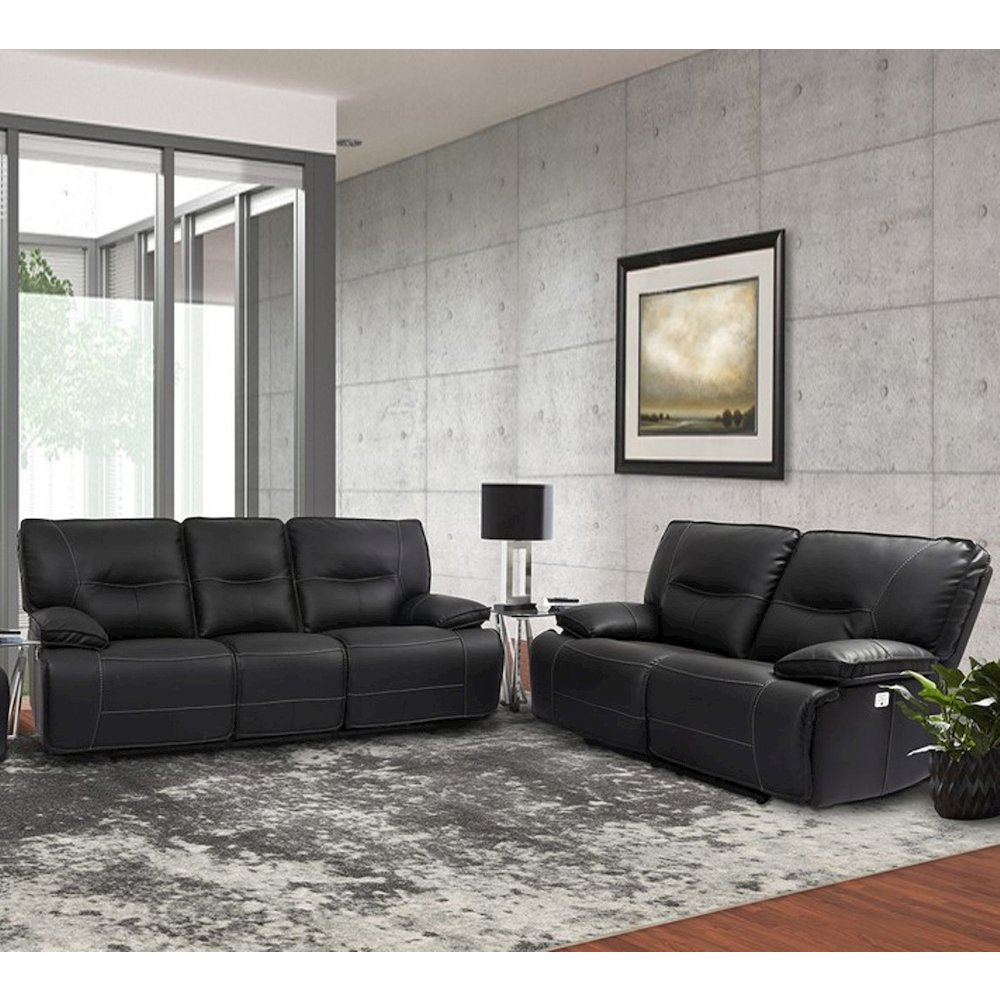 Spartacus - Black Power Reclining Sofa and Loveseat. Picture 4