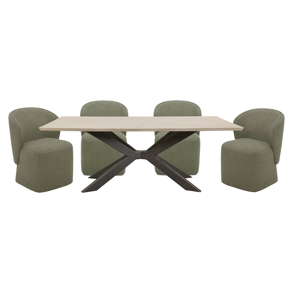 Monaco Dining 86 In. Rectangular Dining Table With 4 Upholstered Chairs. Picture 1