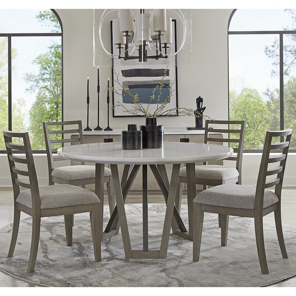 Pure Modern Dining 54 In. Round Table with Wood Base. Picture 5