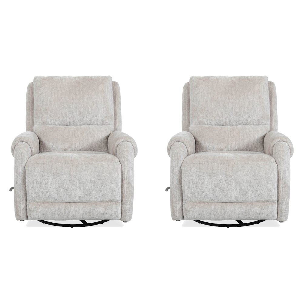 Gentry - Ecru Mist Manual Swivel Glider Recliner Two Pack. Picture 1