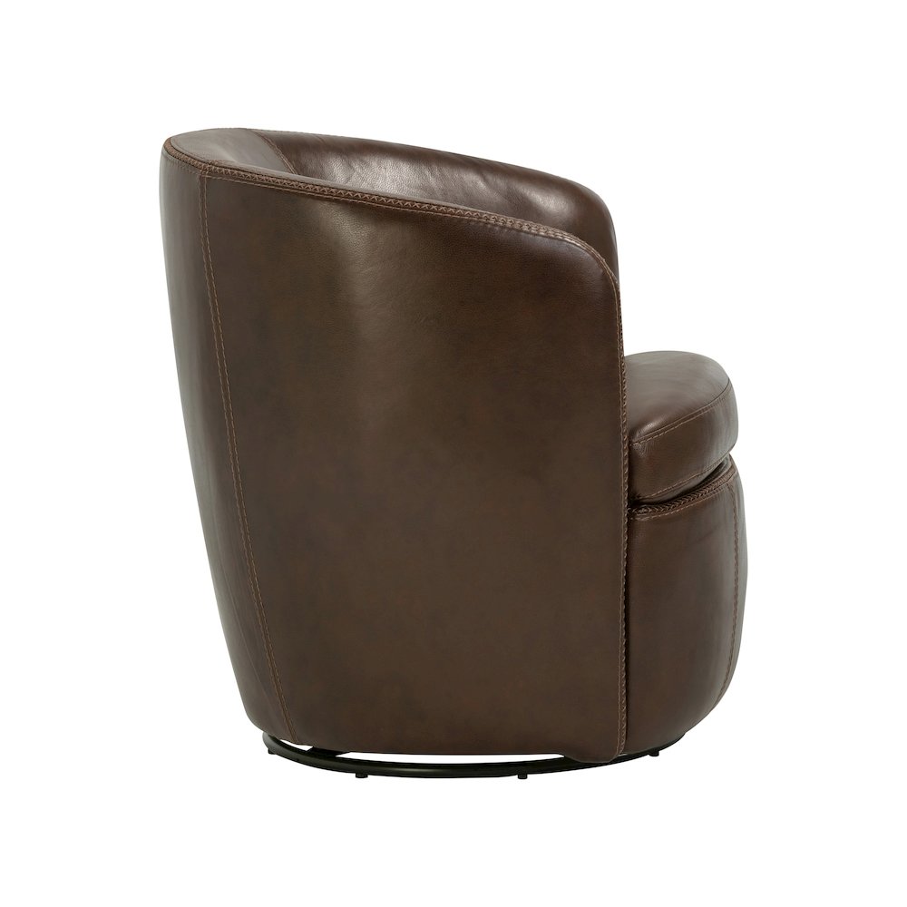 Barolo - Vintage Brown 100% Italian Leather Swivel Club Chair Two Pack. Picture 5