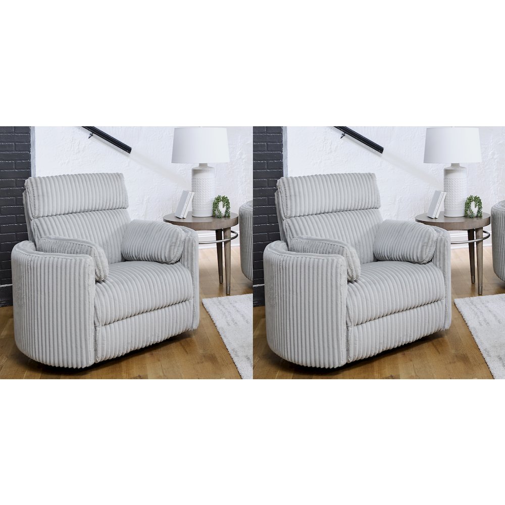 Radius - Mega Grey Power Swivel Glider Recliner Two Pack. Picture 6