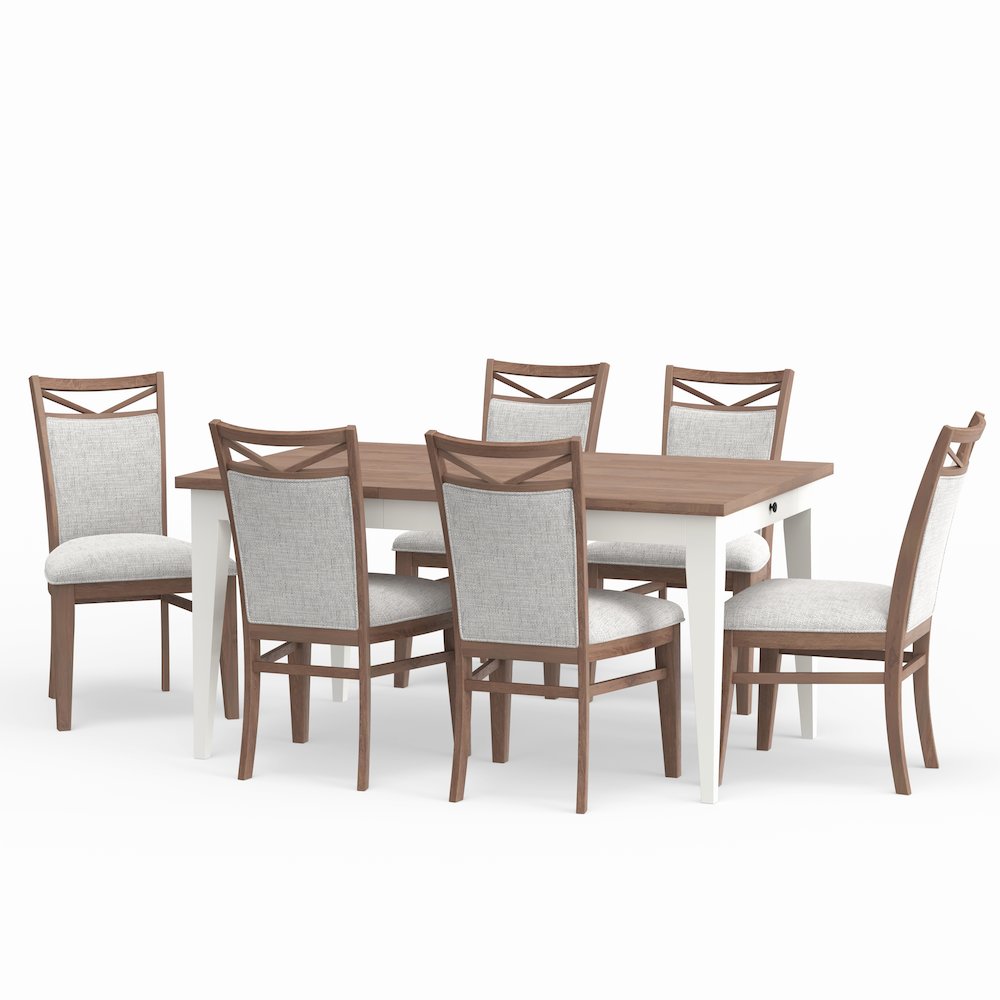 Dining Rectangular Extendable Dining Table with 6 Upholstered Dining Chairs. Picture 1