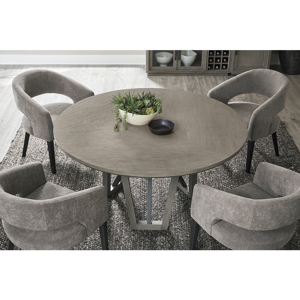 Pure Modern Dining 60 In. Round Table with Wood Base. Picture 2