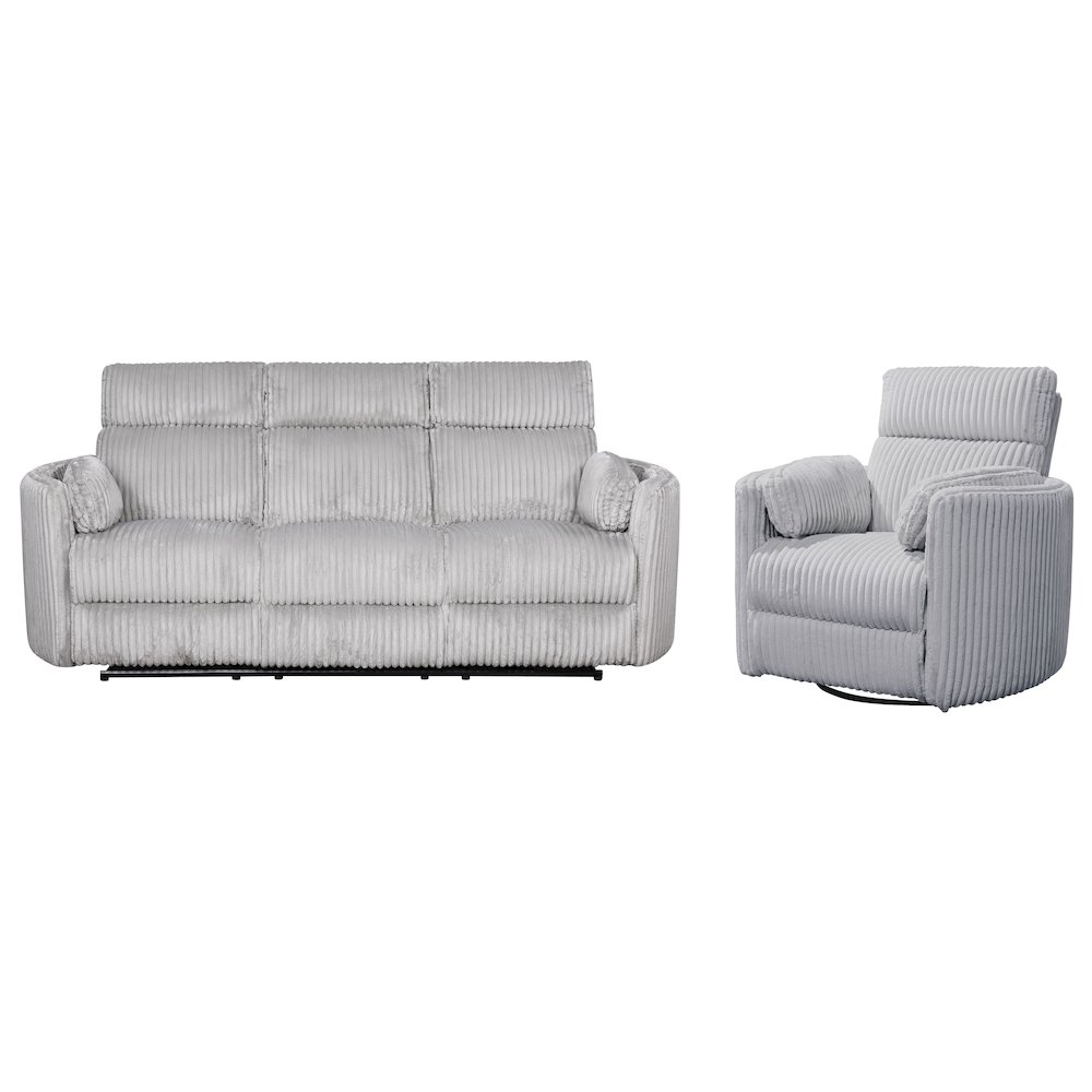 Radius - Mega Grey Power Reclining Sofa and Recliner. Picture 1