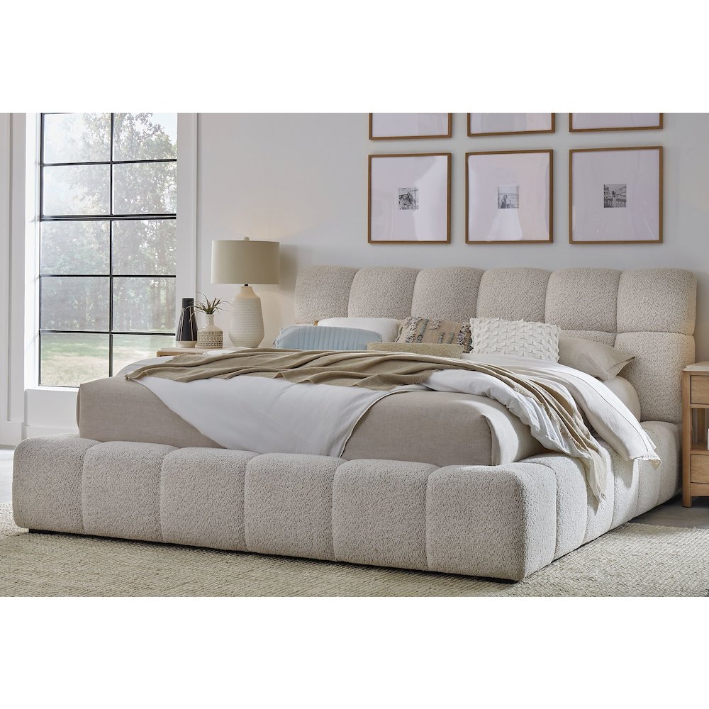 - Fluffy River Rock Queen Upholstered Bed. Picture 4