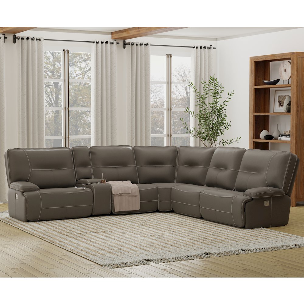 6 Piece Modular Power Reclining Sectional with Power Adjustable Headrests. Picture 4