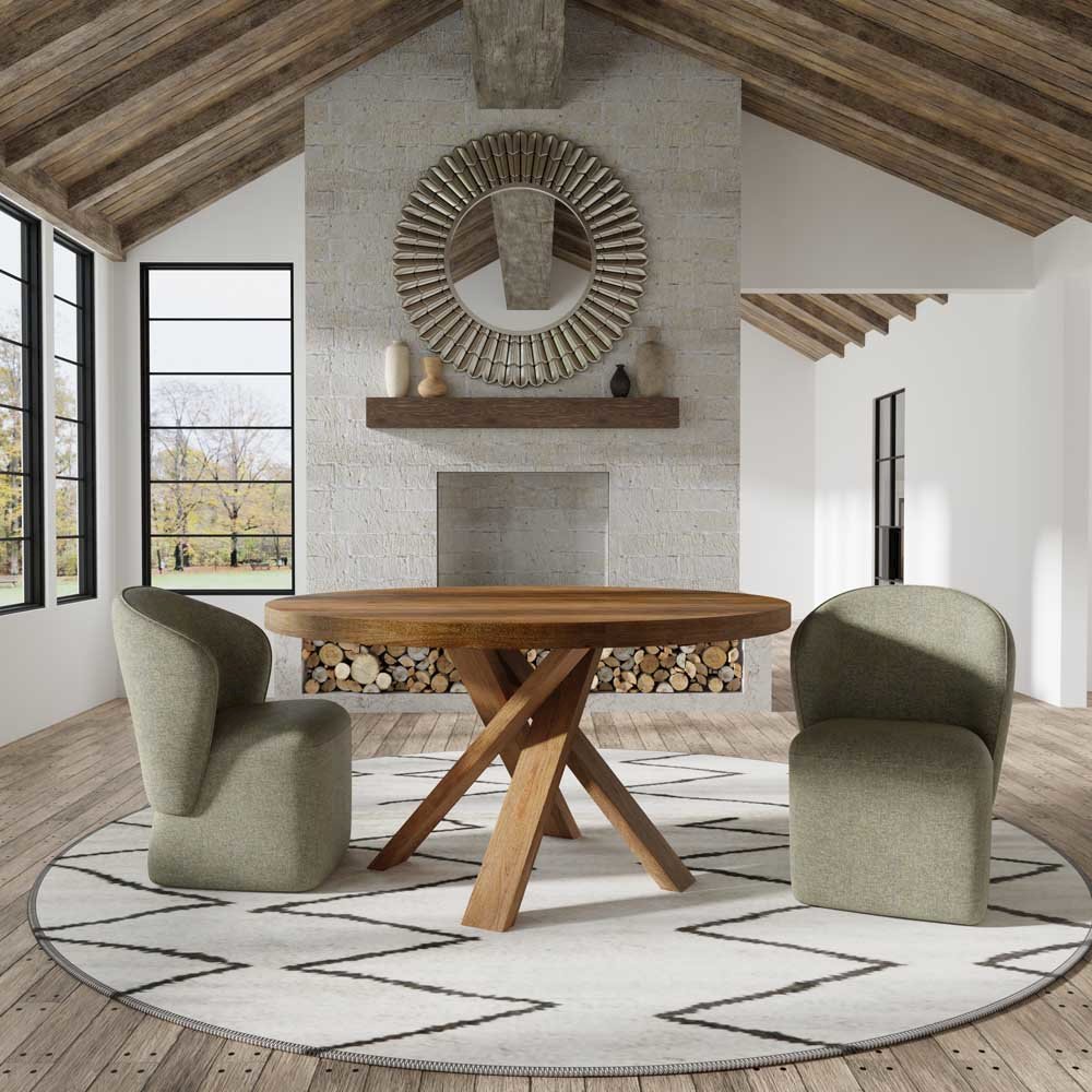 Downtown Dining 60 In. Round Dining Table With 4 Upholstered Chairs. Picture 9