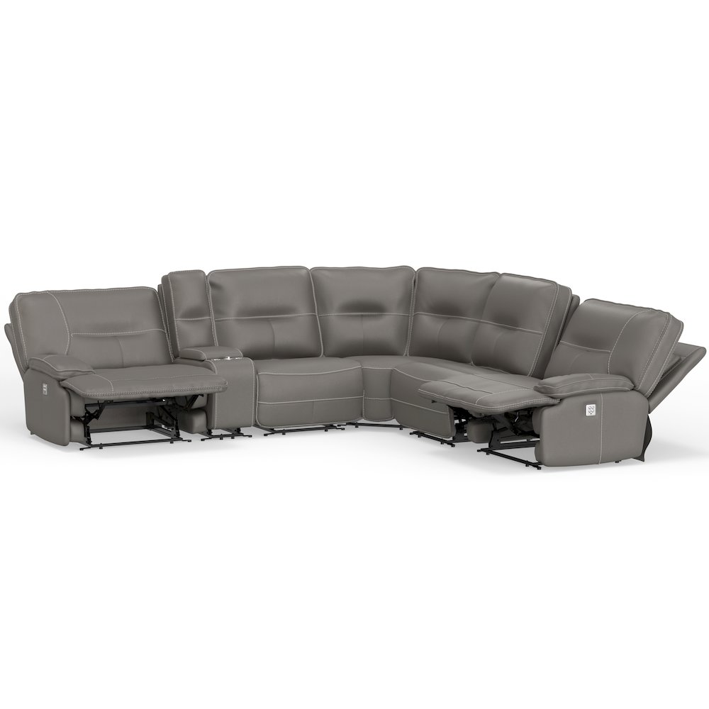 6 Piece Modular Power Reclining Sectional with Power Adjustable Headrests. Picture 2