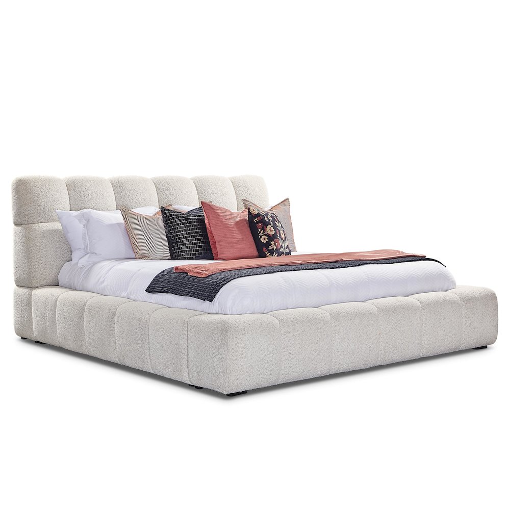 - Fluffy River Rock Queen Upholstered Bed. Picture 1