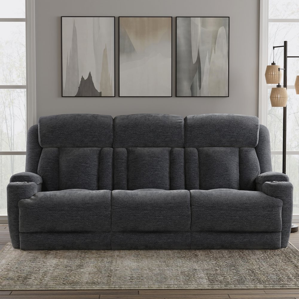 Dalton - Lucky Charcoal Power Reclining Sofa with Drop Down Table. Picture 3