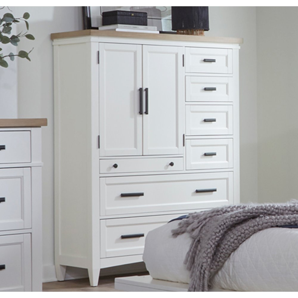 Modern Bedroom 7 Drawer Door Chest with Workstation. Picture 11