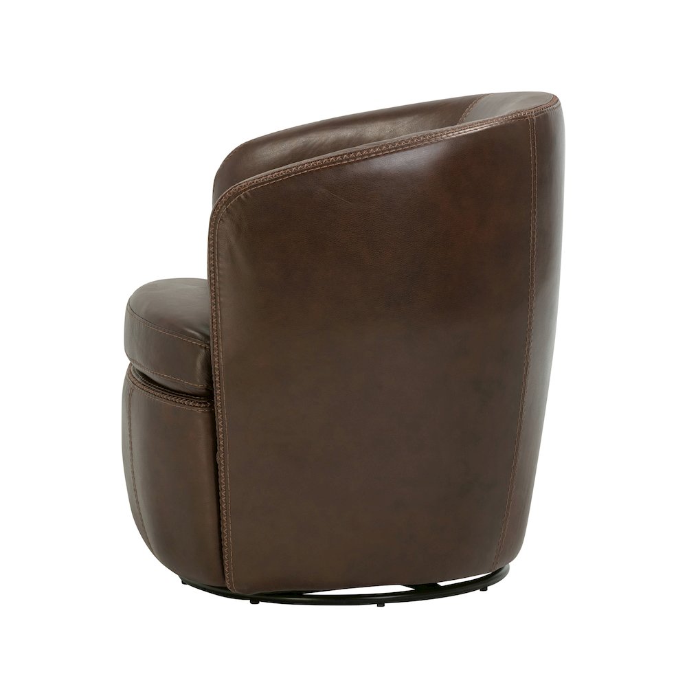 Barolo - Vintage Brown 100% Italian Leather Swivel Club Chair Two Pack. Picture 6
