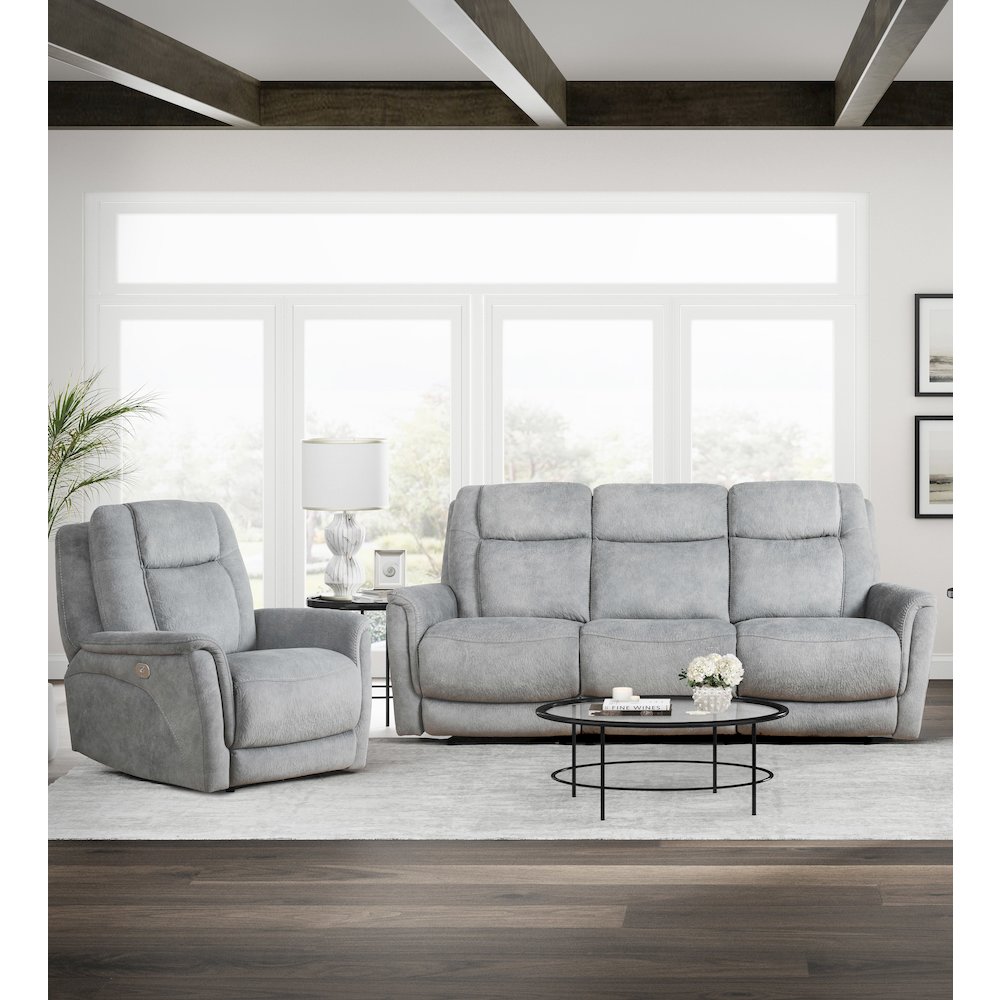 Linus - Hudson Grey Power Reclining Sofa and Recliner. Picture 13