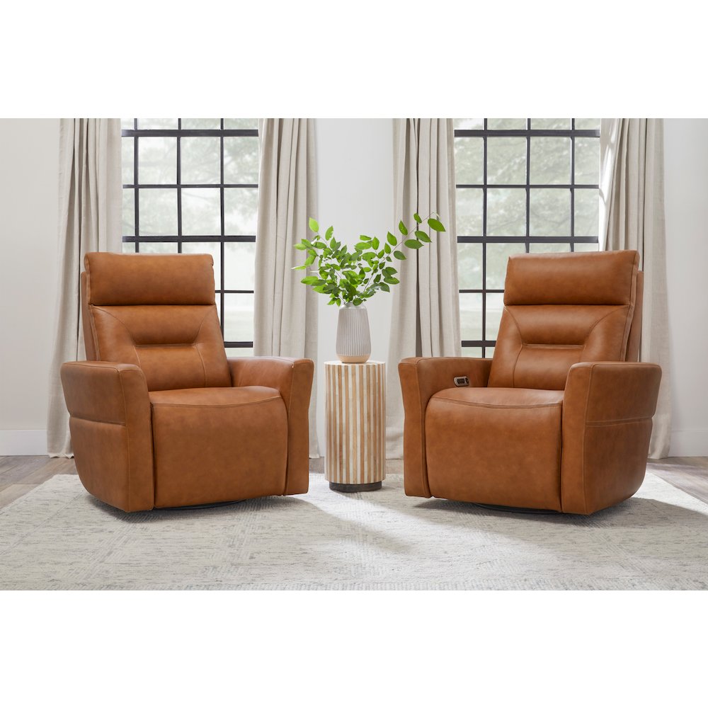 Remmington - Vintage Caramel Power Swivel Glider Recliner P2 Two Pack. Picture 6