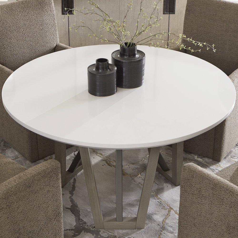 Pure Modern Dining 54 In. Round Table with Wood Base. Picture 2